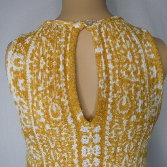 Lucky Brand Floral Lace Yolk Tank Top Mustard Small Marigold Boho Blouse - Picture 8 of 8